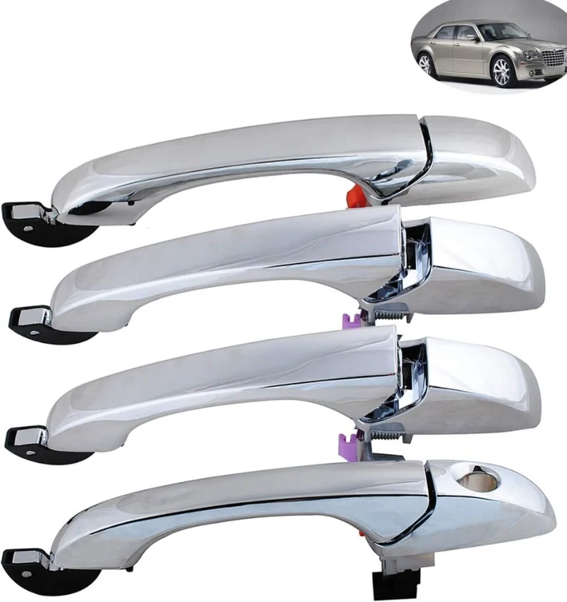 

4Pcs/Set Door Handles Stable Performance Easily Install ABS Outer Exterior Door Handle 4589009AH 5065800AE for Chrysler300/300C