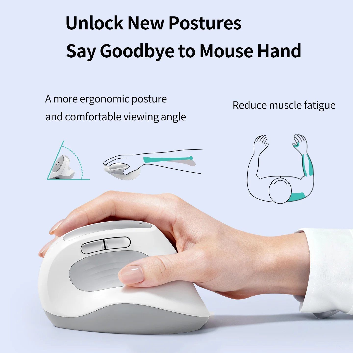 Vertical Small Mouse Tri-mode Connection Rechargeable Supports Macro Programming 12000DPI Mute Button Office Use Mause 1000Hz