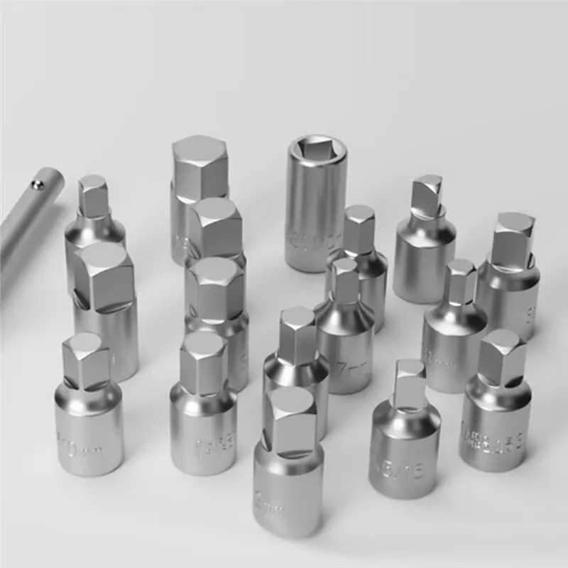 

Hexagon& Square Socket Kit 18Pcs Oil Drain Plug Removal Tool Set 3/8-Inch Drive Nut Adaptor Tool For Auto Repair