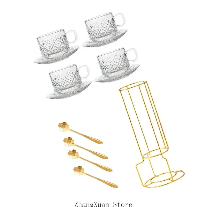 160ml Visible Coffee Cup And Dish Pair With Smooth Display Stand For Limited locations 3XUF