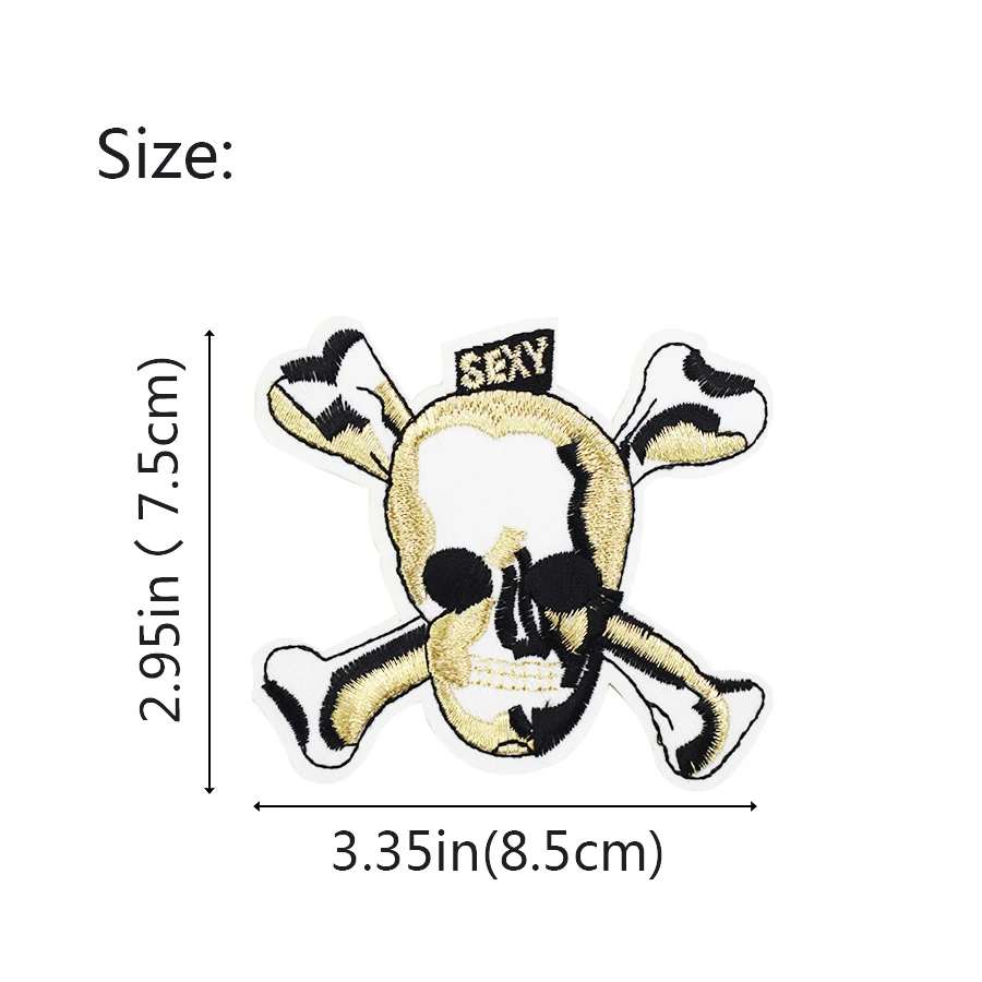 10 PCS Skull Applique Patch for Punk Cool Jacket Iron on Transfer Biker Sew Embroidery Accessories Patch for Clothes Trousers