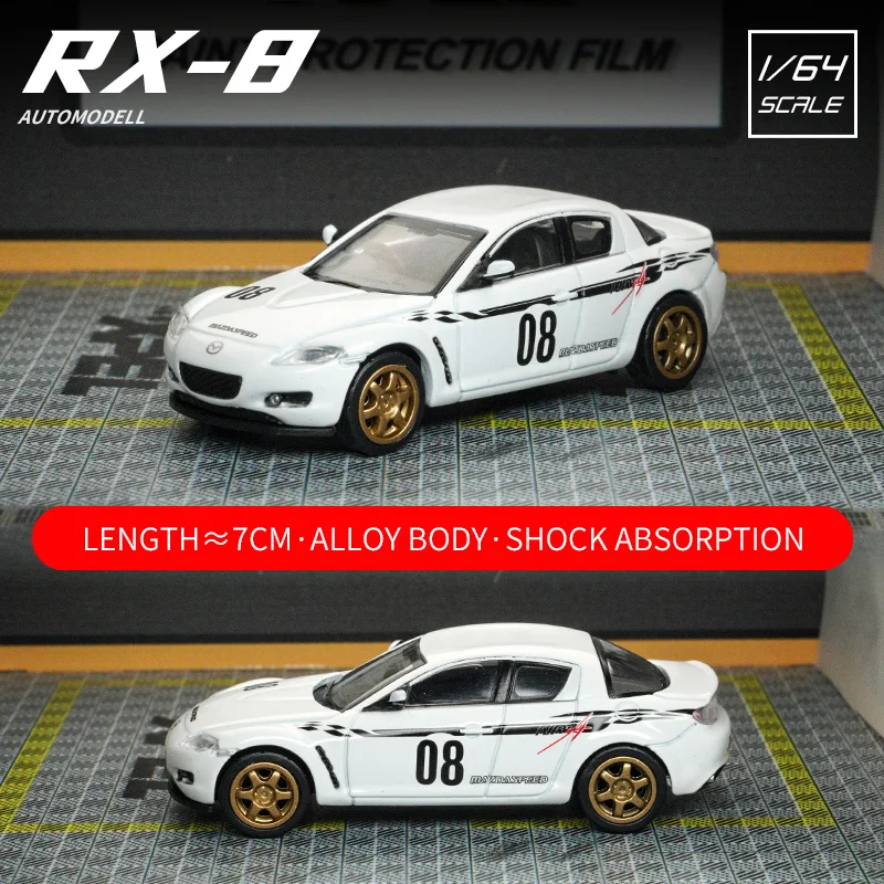 1/64 Mazda RX-8 Sports Car Alloy Car Model Small-scale Car Model Collection Miniature Model Diecast