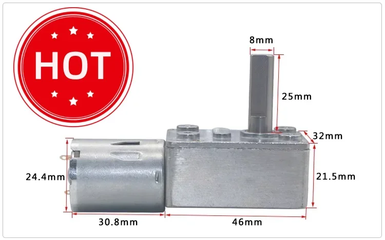 NEW Worm Gear Motor DC JGY370 6V 12V 24V 8MM D7 Shaft Gearbox Reducer Customized Self Lock Reverse Gearbox Length 25MM Low Speed