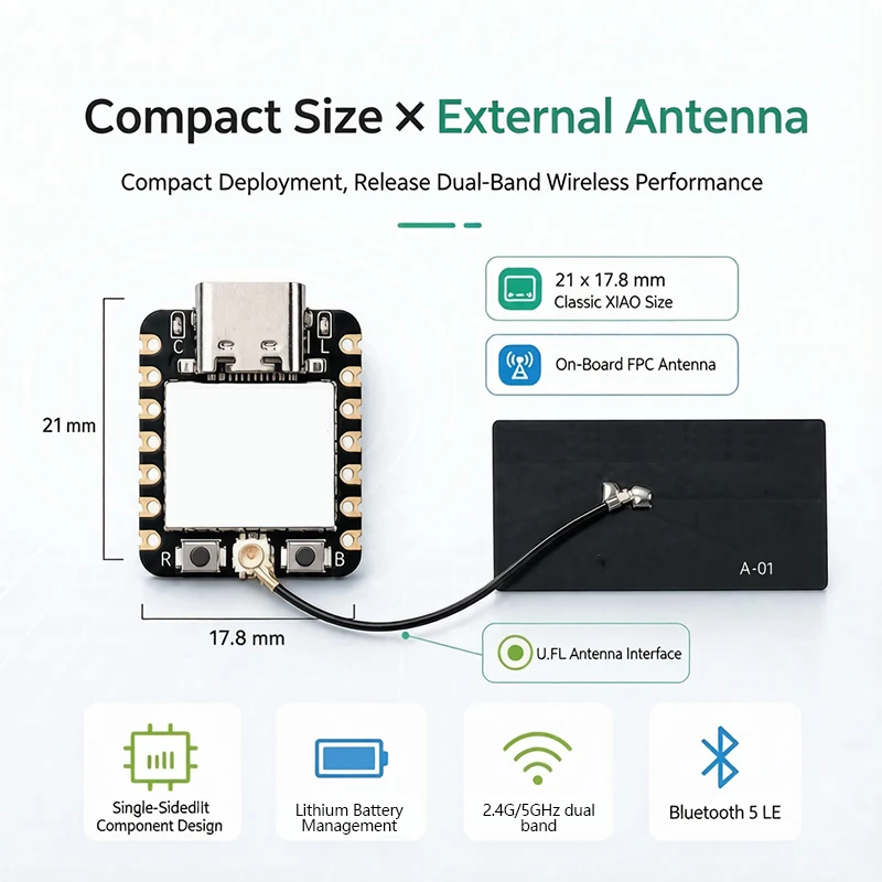 XIAO ESP32-C5 Development Board Dual-Band WiFi 6 Bluetooth 5 LE 240MHz RISC-V MCU Board Type-C Support Zigbee Thread Matter