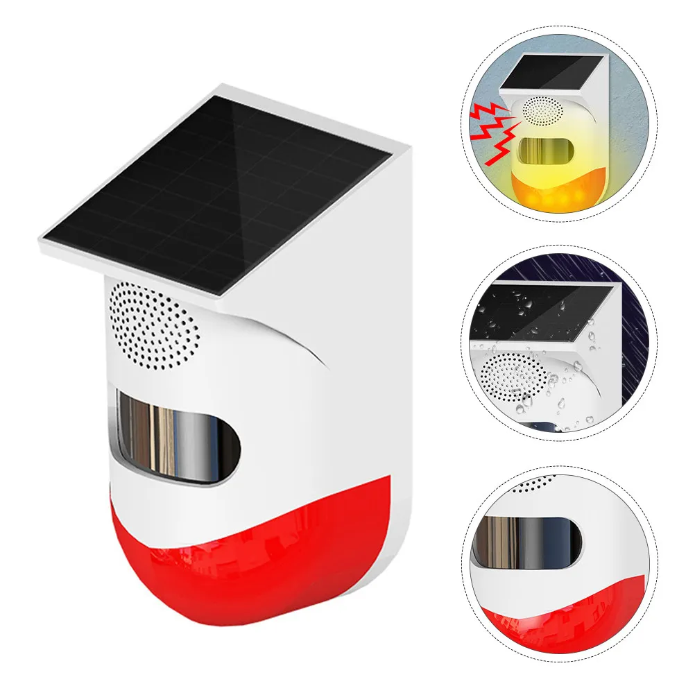1Pcs Solar Outdoor Infrared Alarm Sensor White Red Intelligent Night Alert Security Home Safety Protection
