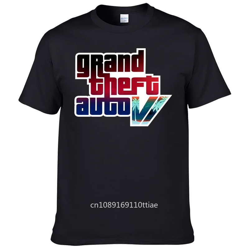 Zomer Nieuw Heren T-Shirt Grand Diefstal Auto Gta Game Print T-Shirt 100% Katoenen Ronde Hals Top Street Korte Mouwen