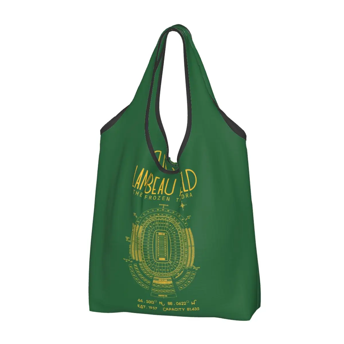 Green Bay Packers Lambeau Field Stadium Portable Tote Shopping Bags Large Capacity Shopper Bag Grocery Handbag Shoulder Bag