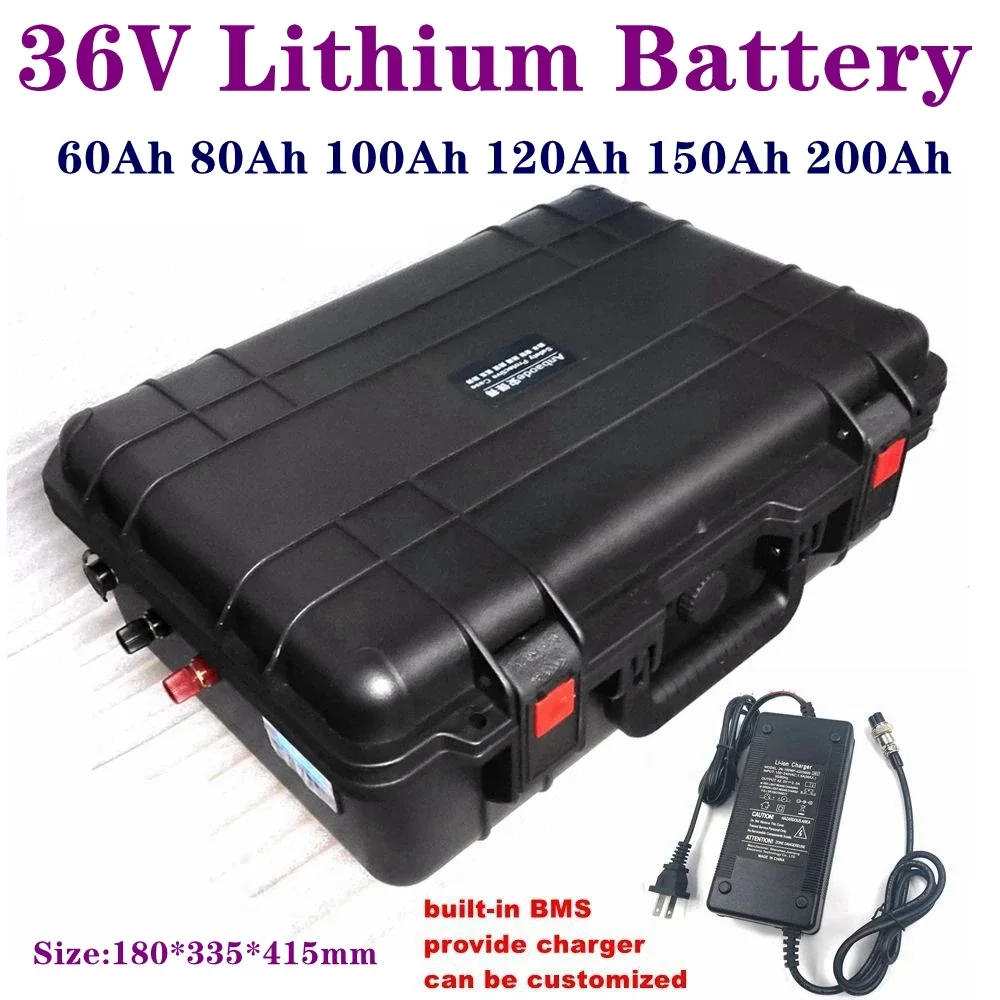 36V 80Ah 100Ah 110Ah 120Ah 130Ah 150Ah 200Ah Lithium li ion battery for trolling motor RV solar system caravanas +Charger