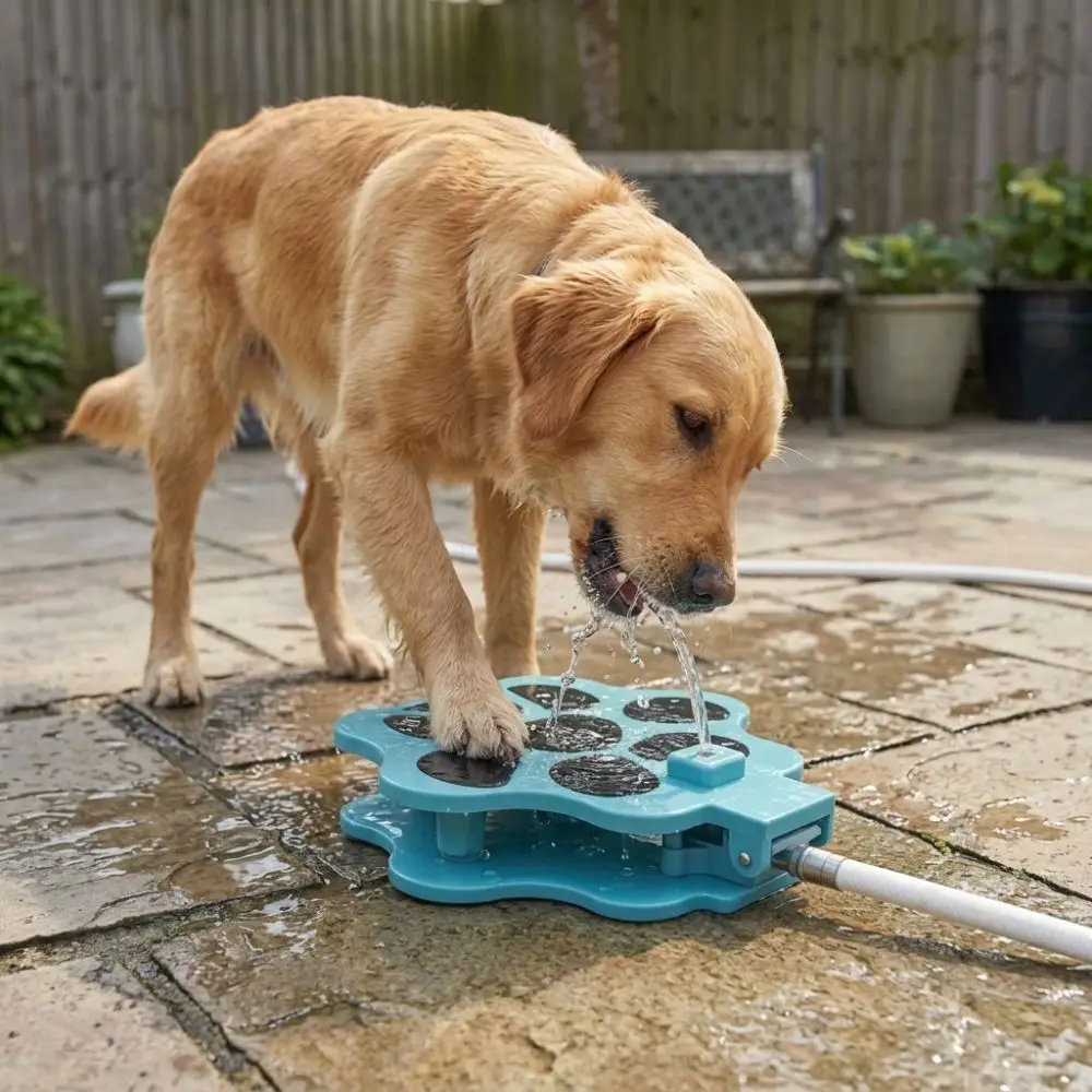 Paw Activated Foot Pedal Dog Water Dispenser No Spill Automatic Dog Drinking Feeder Spring Rebound Heavy-Duty