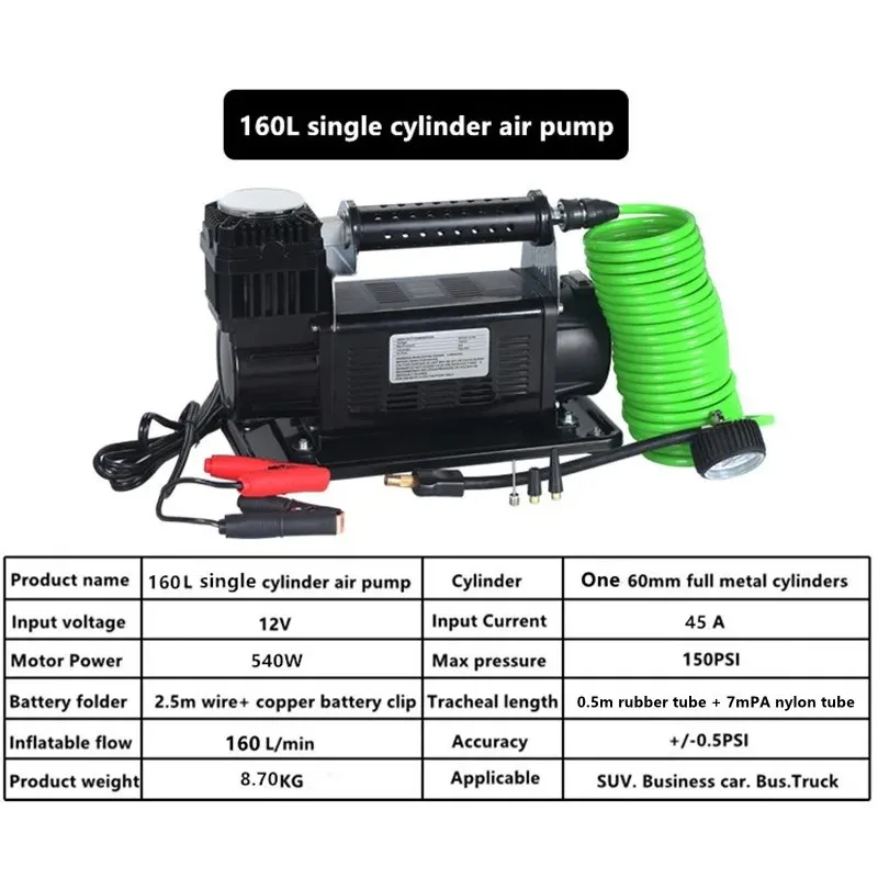 3663 tire inflator 300L/Min 150 PSI portable air tire pressure tires for automobiles, trucks, and inflation equipment 3