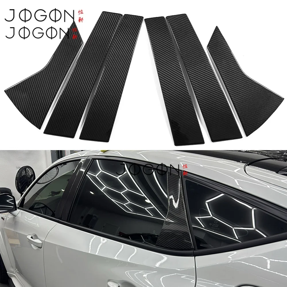 

6pcs Carbon Fiber For Acura Integra Type S 2023 2024 2025 Exterior Car Door Window B C Pillar Post Strip Cover Trim Accessories