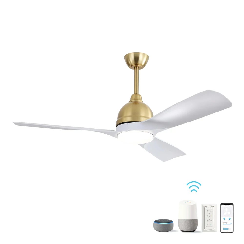 54 Inch Modern ABS Ceiling Fan 6 Speed Remote Control Dimmable Reversible DC Motor with Light and Smart APP Control