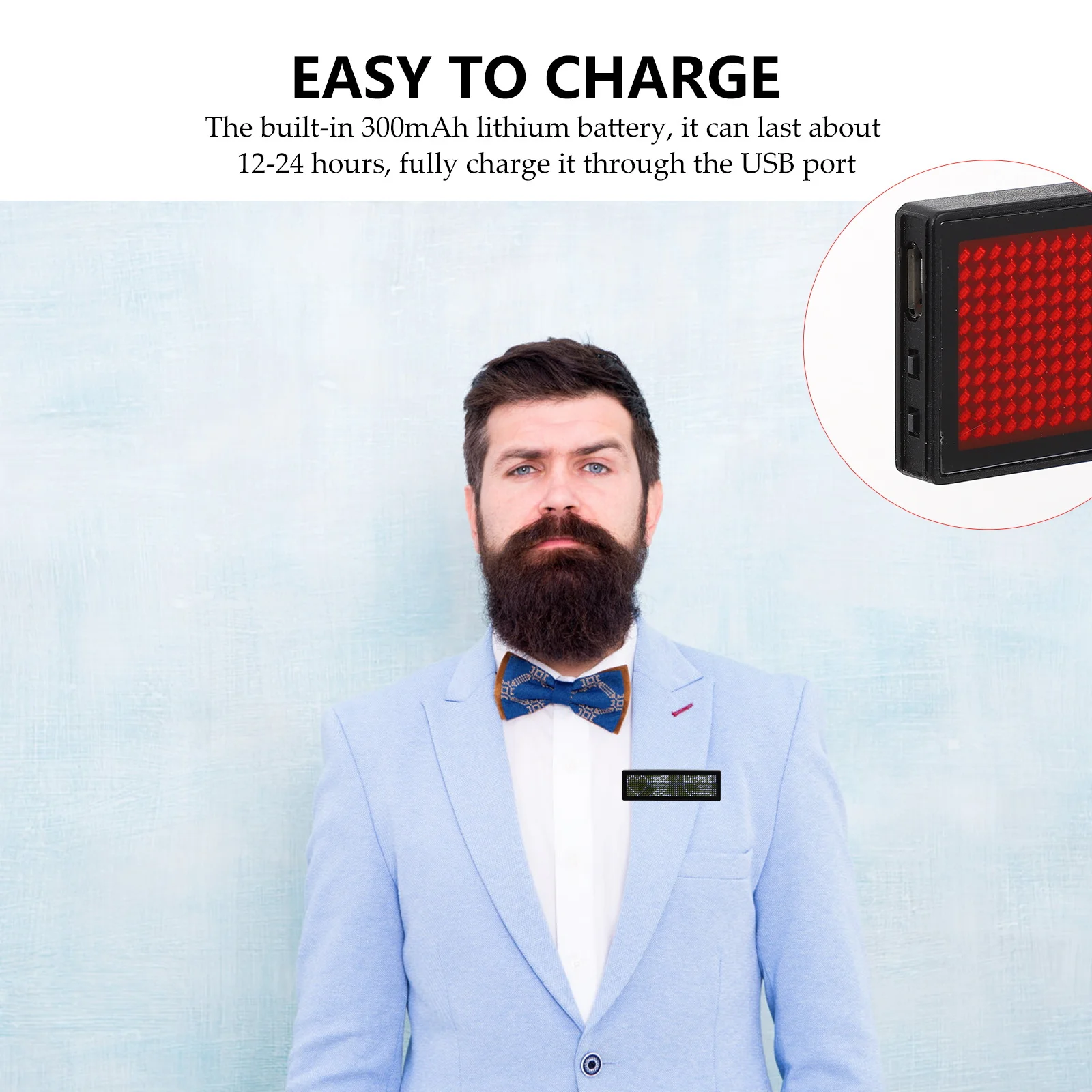 Kit modulo segnale luminoso con testo a scorrimento display HD programmabile fai-da-te ricaricabile tramite USB multilingue