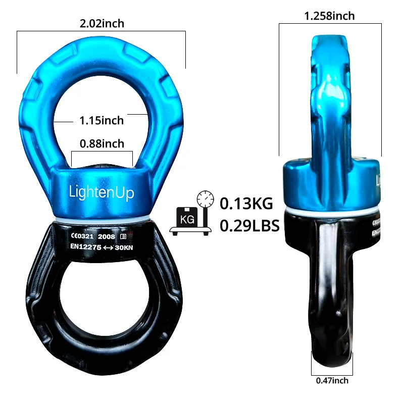 30KN Outdoor Climbing Carabiner 8-Shaped Connecting Rotating Ring Rope Swivel Universal wheel fixed Climbing  Accessories Yoga