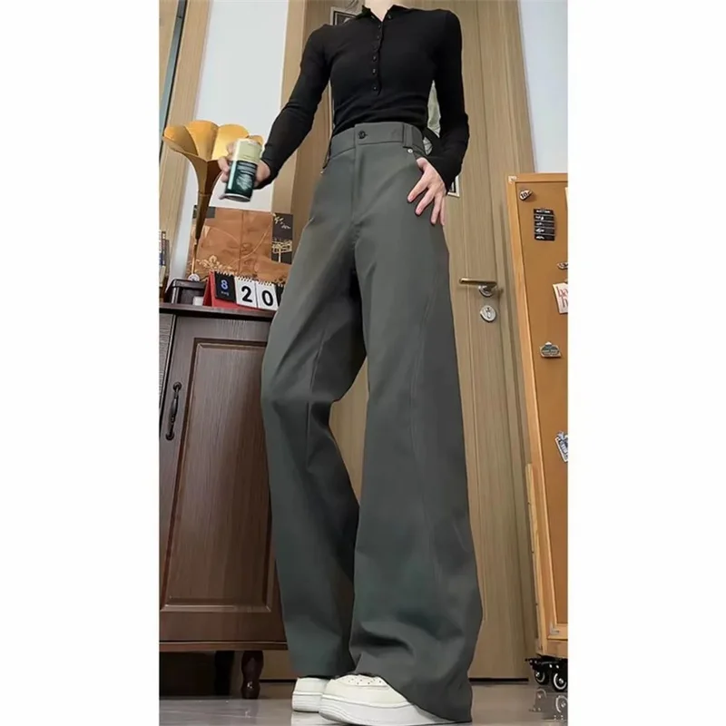 بنطلونات فضفاضة عالية الخصر على الموضة للسيدات لعام 2025 للخريف مقاس كبير 5XL بنطلون مستقيم للسيدات الأمريكي بنطلون عمل بقصة قطرية #4