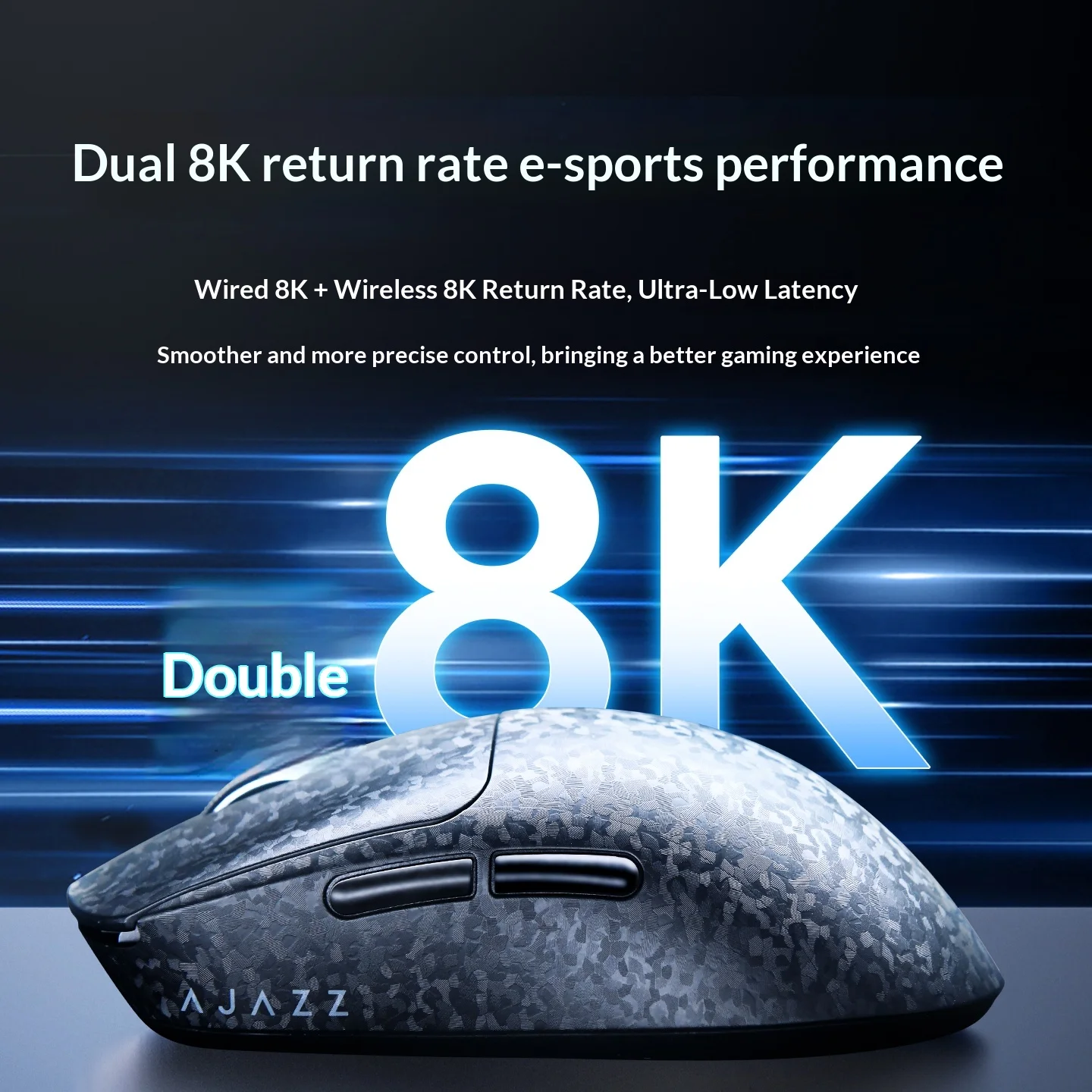New AJAZZ T520 Wireless Gaming Mouse PAW3395 Tri-Mode 32000DPI Lightweight Carbon Brazed Shell Ergonomic for FPS Gamer Laptop
