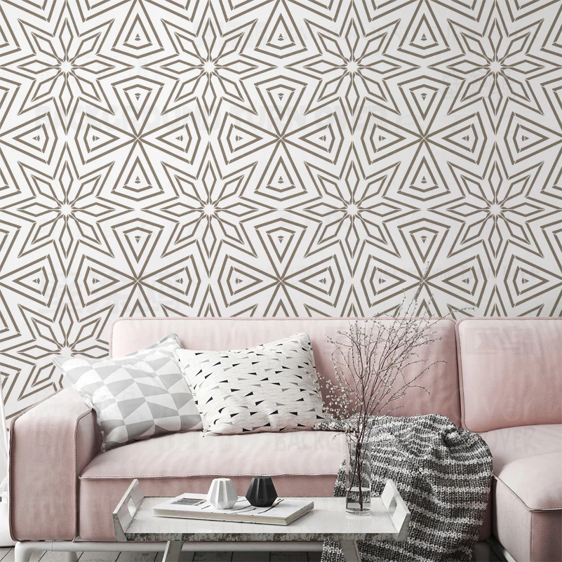 

Большой геометрический трафарет для стены 30-70 см, мебельный декор, винтажные узоры Гэтсби, линейный пол, шаблон для плитки