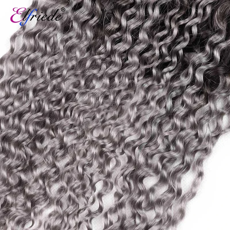 ElfriEur-Pacotes de Cabelo Humano Encaracolado, Kinky Hair Tece, Ombre Colorido, 100% Cabelo Humano, Tece, 1B, Cinza, 3, 4, Ofertas