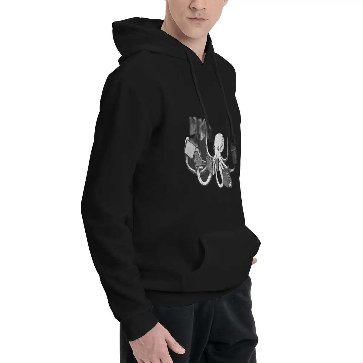 Armed With Knowledge-rmbg Men's Warm Fleece Hoodie - Durable Polyester Material, Perfect for Outdoor Activities and Casual Style