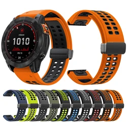 QuickFit 22MM 26MM Silicone Magnetic D Buckle Strap For Garmin Fenix 6XPro 5XPlus EPIX Gen2 TACTIX DELTA Bracelet Watchband
