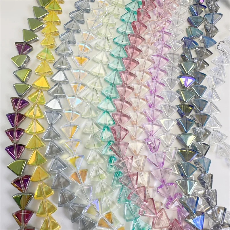10MM Color Plating Fan Shaped Beads Triangle Glass Bead Loose Spacer Beads For DIY Jewelry Making Bracelet Necklace Accessories