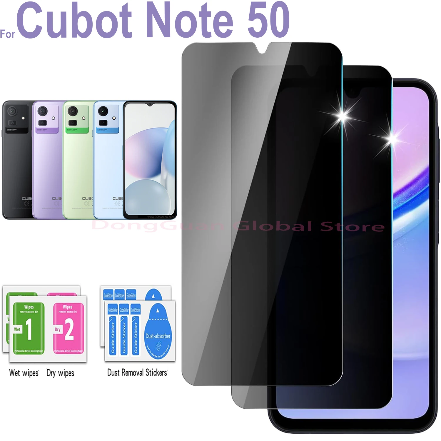 1/2/3/4Pcs For Cubot Note 50 Anti Spy Tempered Glass Protector Privacy Screen