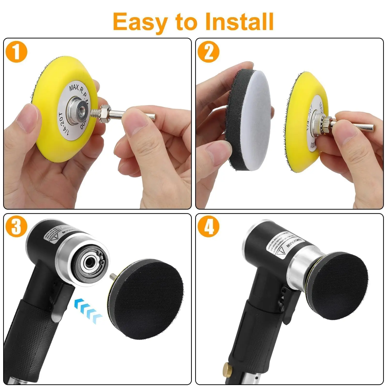 Hook and Loop Polishing Buffing Pad, camada de espuma macia, Shank Drill Attachment, Car Buffer Pad, 3 ", 4 Pcs