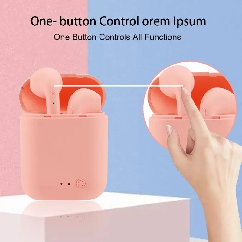 NewTWS i12 earphone Mini-2 Bluetooth 5.0, earbud olahraga nirkabel pengurang kebisingan dengan mikrofon