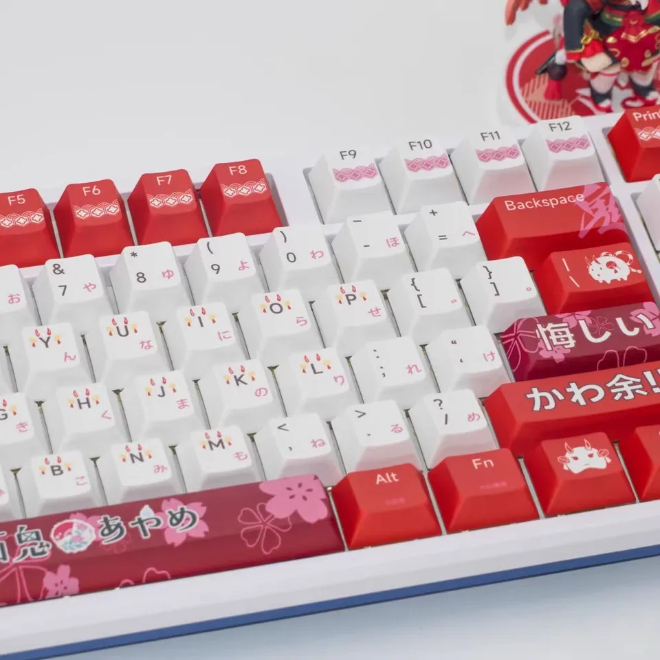 142 Keys/set Nakiri Ayame Key Caps PBT Dye Subbed Anime Gaming