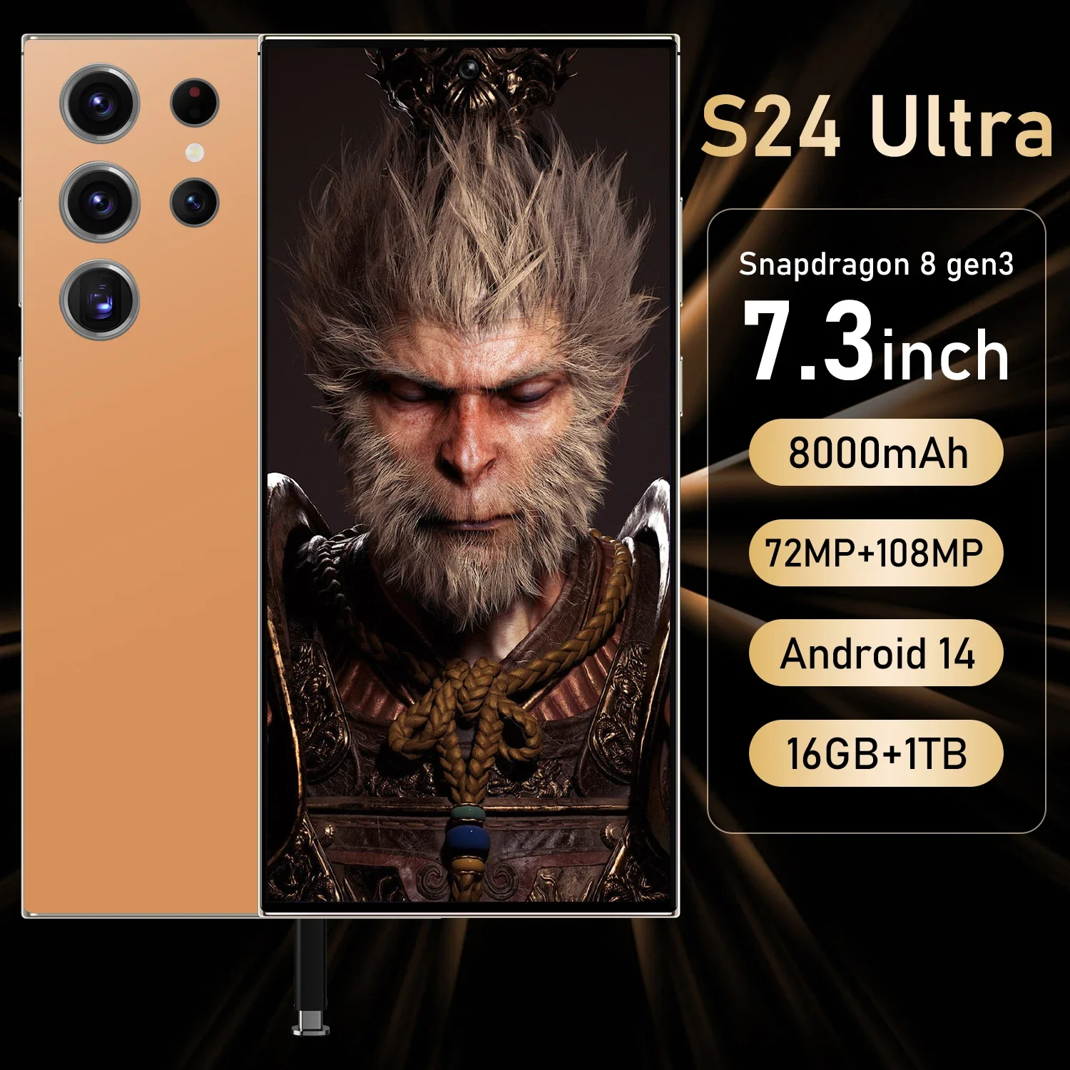 Y New Arrival Mobile Phone Telephone Global Version S24 Ultra Smartphone 6.8 Inch 8+256 Android Mobile Phone New Arrival