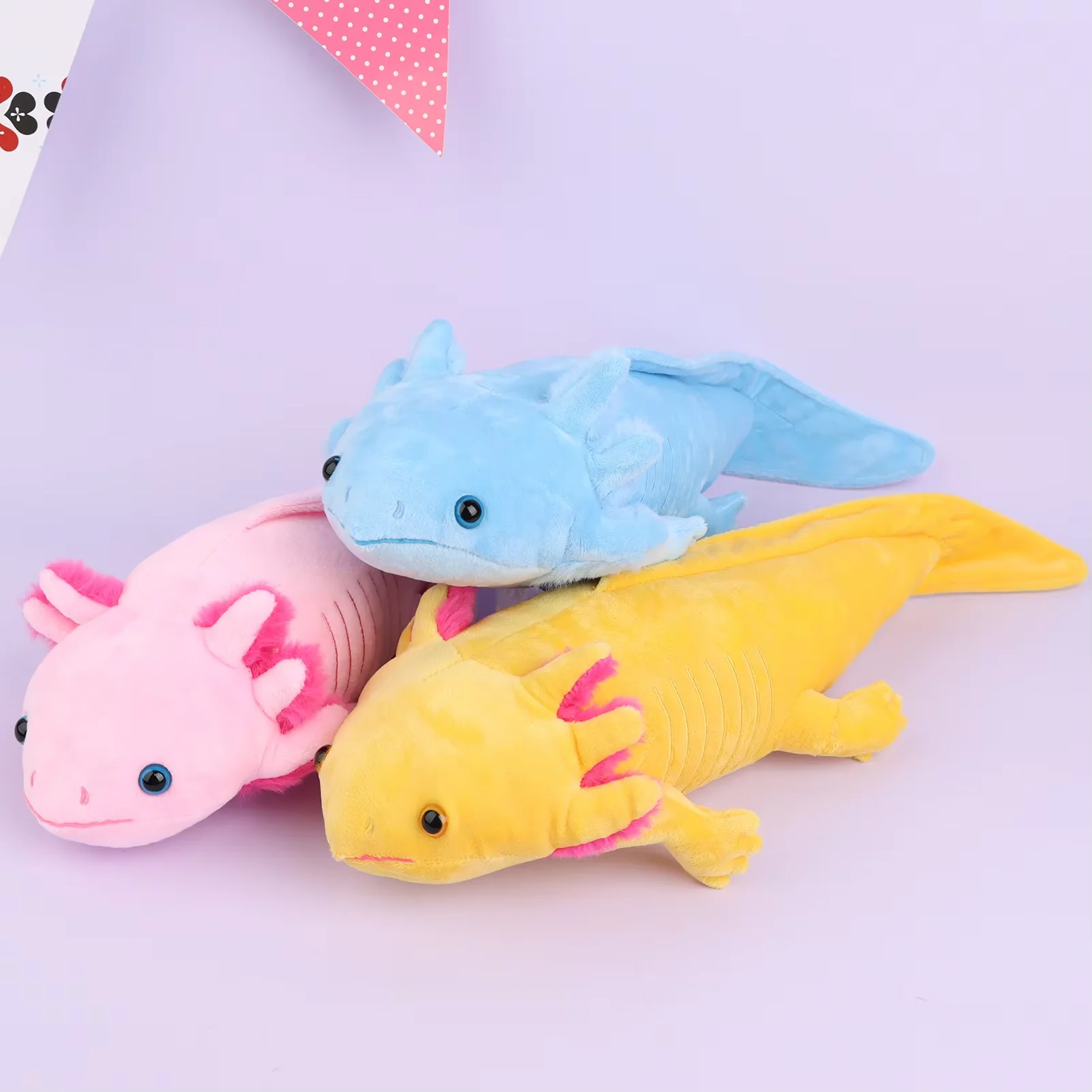 45cm Pink&Blue Salamander Plush Toy Simulation Dinosaur Ambystoma Cute Stuffed Animal Doll Kawaii Axolotl Christmas Gift for Kid