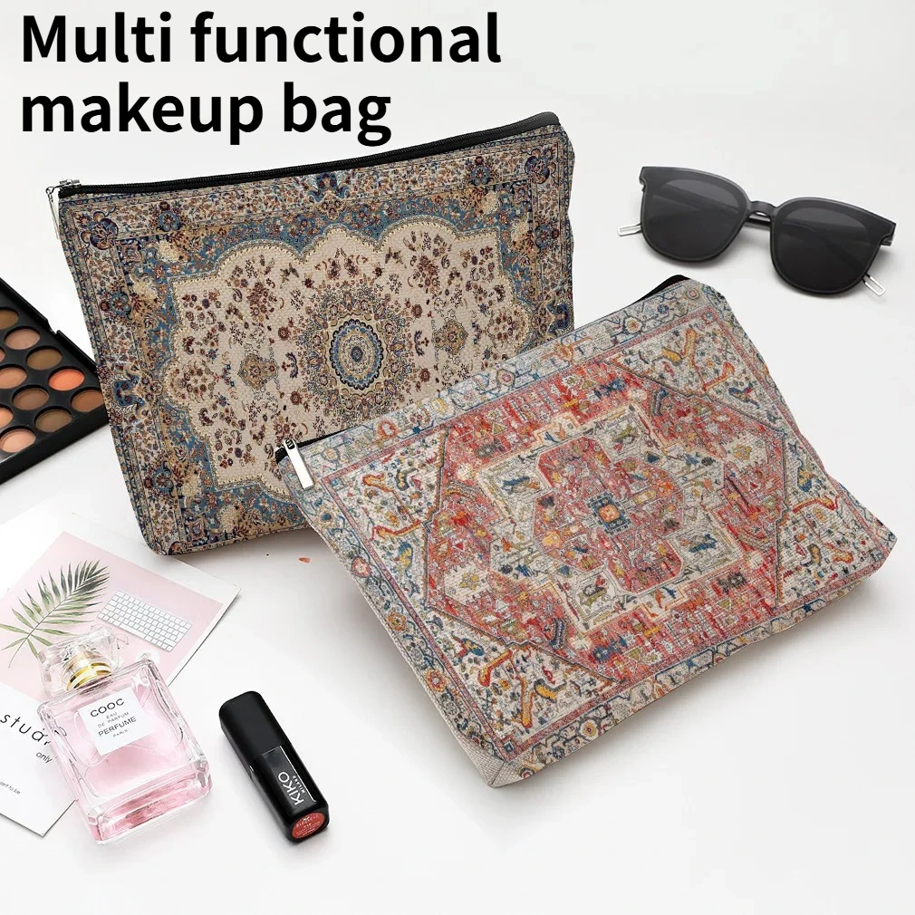 

NEW Pattern Zipper Storage Bag High-quality Linen Fabric with Double-sided Printing Multi-functional Storage Bag Ladies' Gift