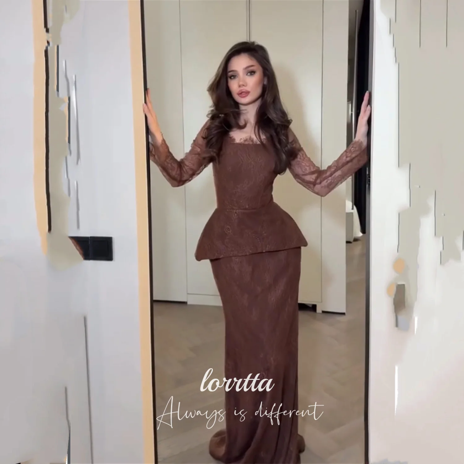 

Lorrtta Luxurious Women's Evening Dresses Brands Brown Prom Dress فساتين سهرة Vestidos De Festa Lace Customized Mermaid Special