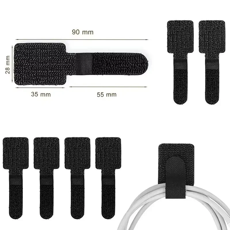 10 Stück wiederverwendbare Kabelmanagement-Riemen, Nylon-Kabelbinder, Klettverschluss-Organizer für Daten- und USB-Ladekabel, Kopfhörer