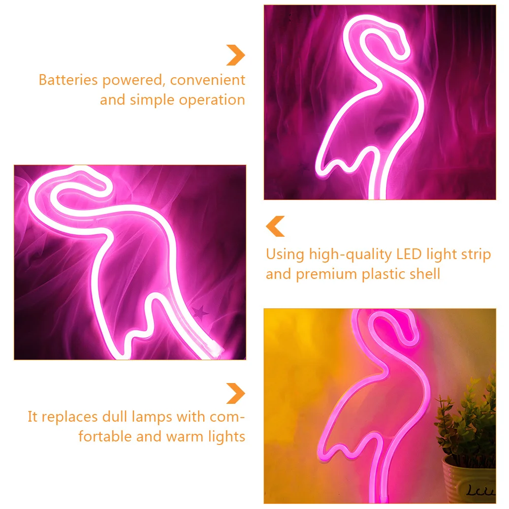 

Flamingo Shape Led Neon Decorative Wall Art Night Lamp For Bedroom Living Room Office Creative Indoor Lamp Adornment Decorative