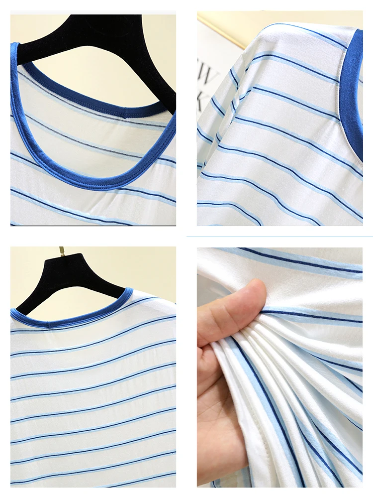 

Casual Stripe Modal Men's Long Sve Spwear Set round Ne Pajamas Loose Fit Autumn Outerwear Long Pants Comfortable Home...