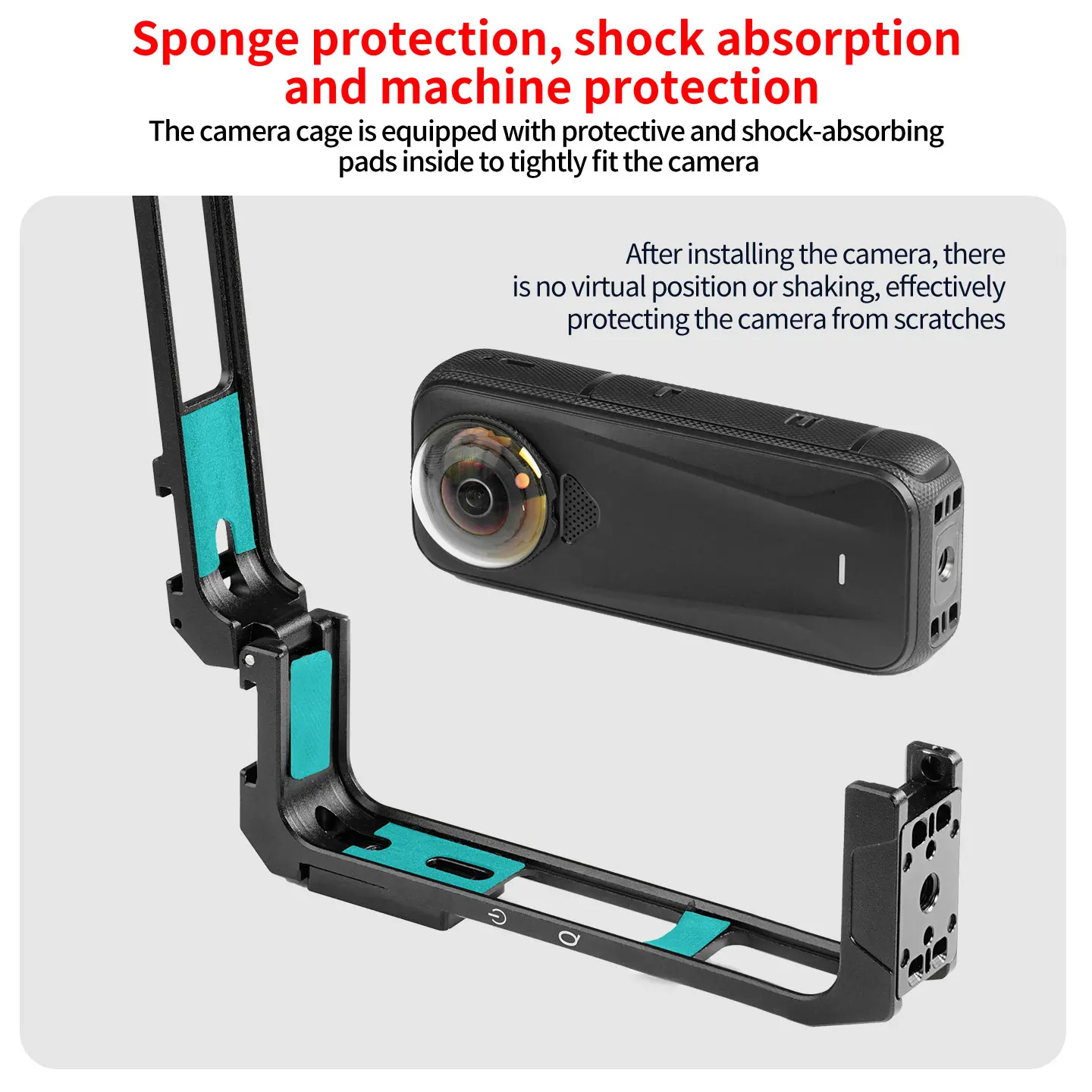 Kamerakäfig für Insta360 X4 Air 360 Kamera, drehbarer Stativadapter, Cold Shoe Halterung, Erweiterung, Lichthalterung, Selfie Stick Halterung – Detail 14