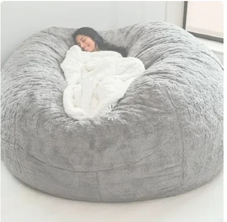 Soft Warm 7FT 183*90cm Fur Giant Removable Washable Bean Bag Bed Cover Comfortable Living Room Furniture Lazy Sofa Coat