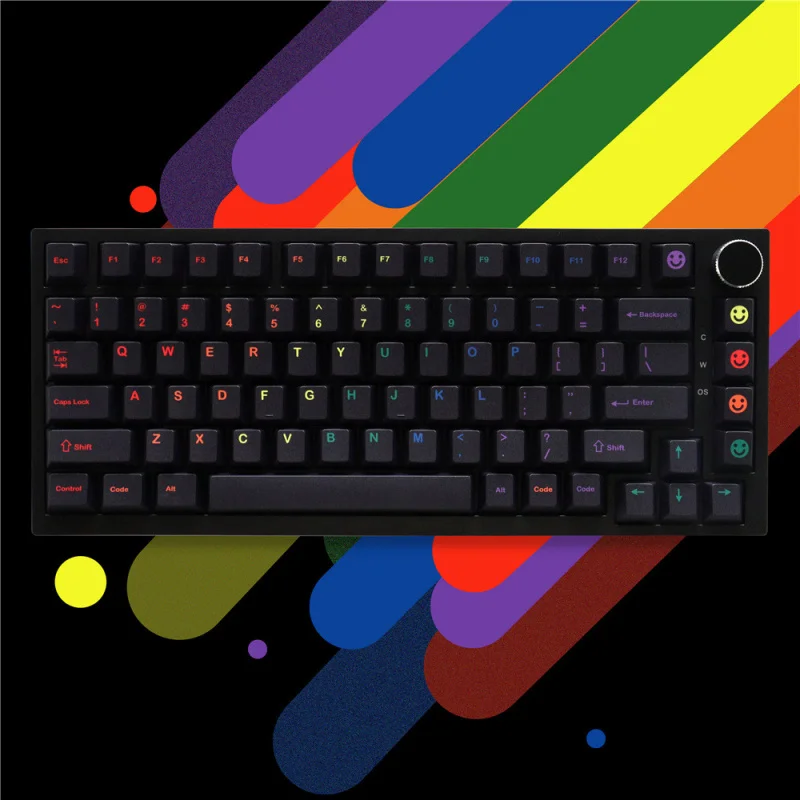 GMKMidnight Rainbow Keycaps Gradient Small Full Set Original Factory HeightPBTSublimation printed mechanical keyboard