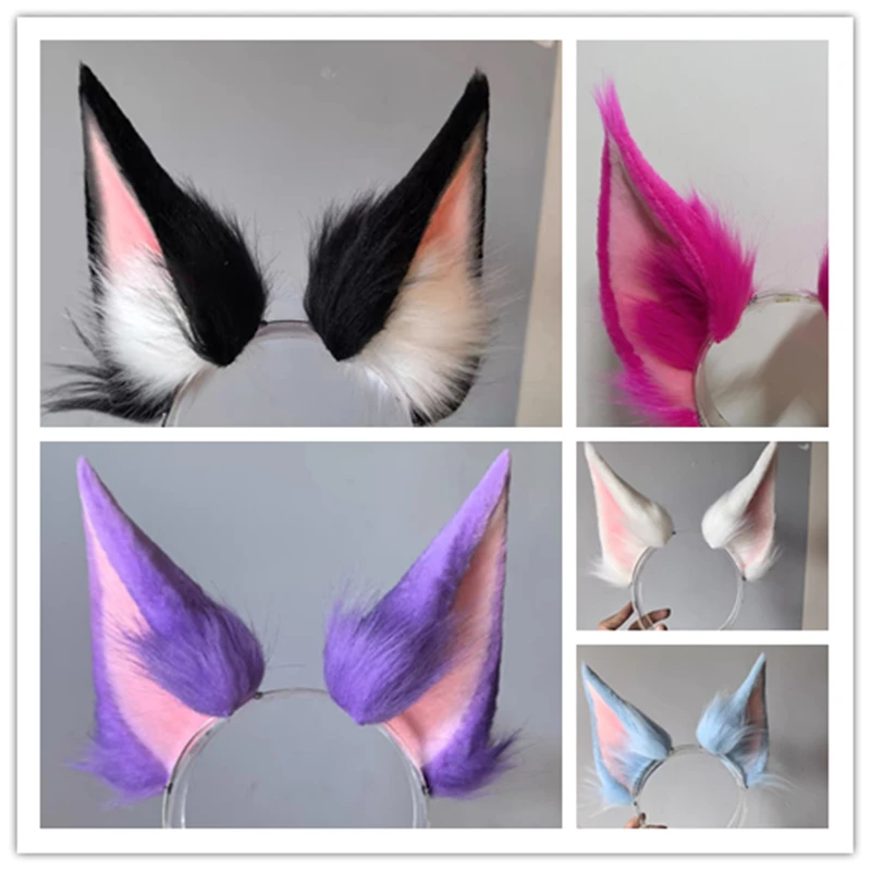 

Handmade Anime Animals Beast Emulation Lovely Wolf Cat Fox Ears Hairhoop Headwear for Lolita Halloween Christmas Game Cosplay
