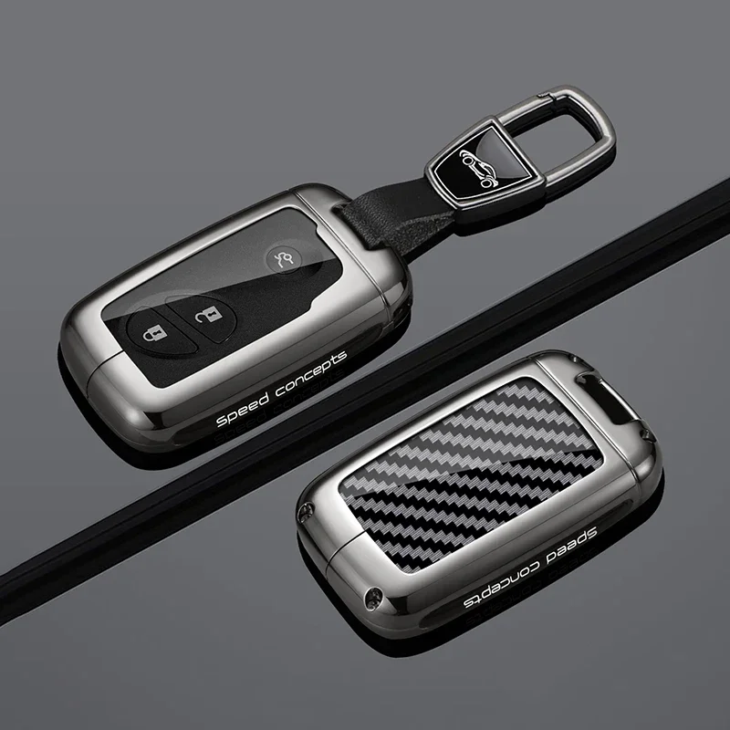 For Lexus IS ES LS GS RX GX LX CT HS 200 250 300 300h 350 350h 450 Metal Carbon Fiber Car Key Case Cover Keychain Accessories