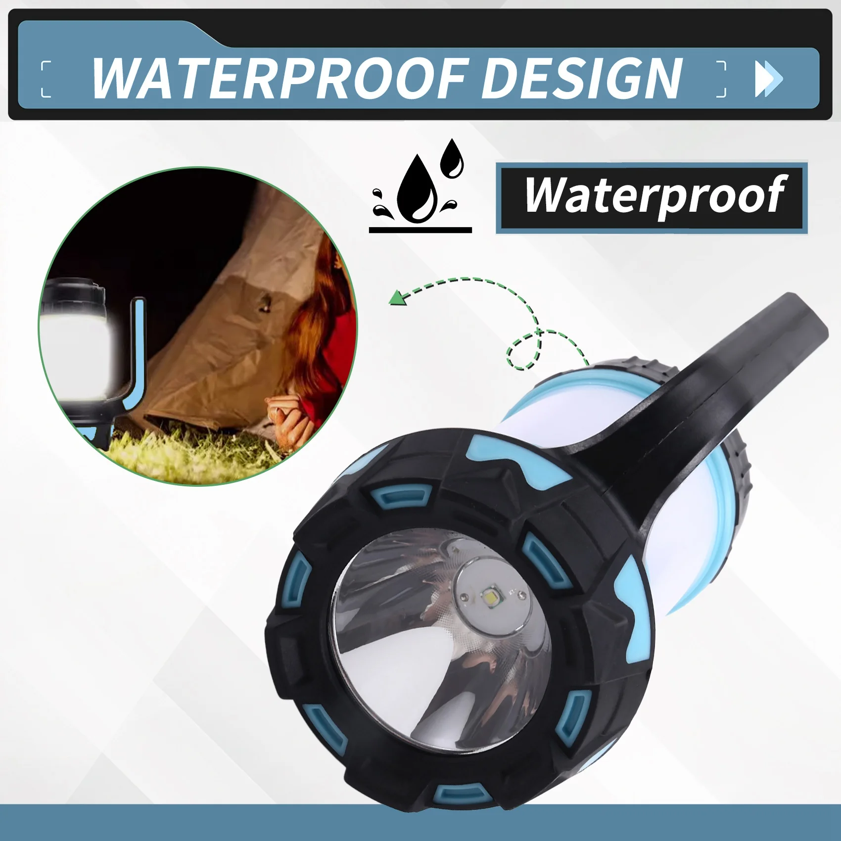Superior-LED Portable Searchlight Rechargeable Portable Searchlight Emergency Multi-Function Searchlight Black And Blue