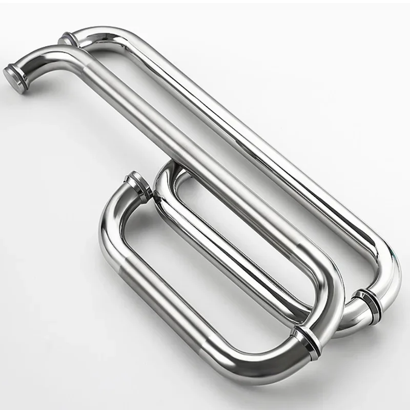 1PCS 304 Stainless Steel Glass Door Handle Bathroom Handrail Sliding Door Knob Door Double-sided Handles Hardware Fittings