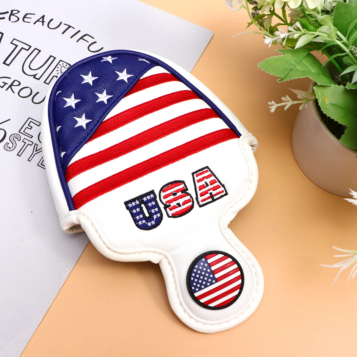 

Mallet Putter Cover Headcover PU Putter Cover USA Flag Head Cover Head Cover