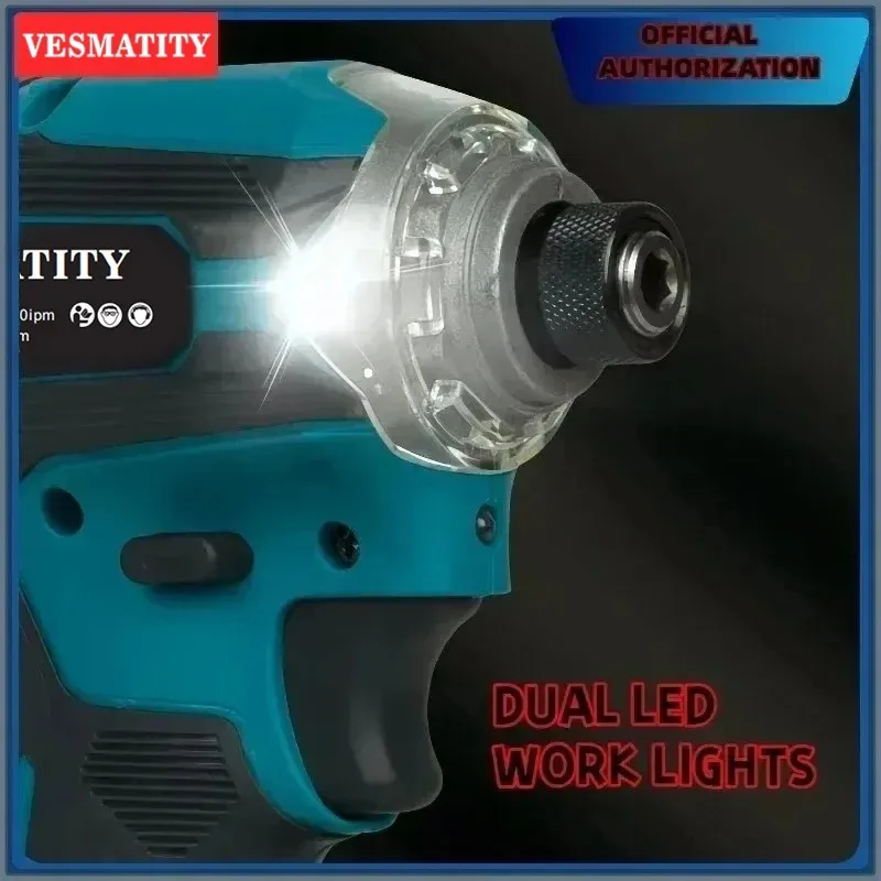 Cordless Impact Driver Brushless Motor 180N・m Lightweight One‑Hand Mode Switch DIY Repair Power Tool For Makita Battery