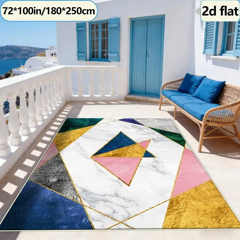 Luxurious Marble Gold Foil Geometric Carpet Floor Modern Art Non-Slip Carpet Decorative Floor Mat Suitable for Home Interior Decoration