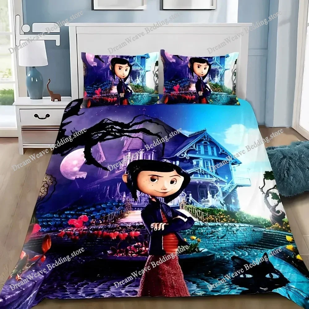 

Children Cartoon Coraline Duvet Cover Pillowcase Bedding Set Adult Girls Boys Bedroom Decoration Gift Single Double King Size741