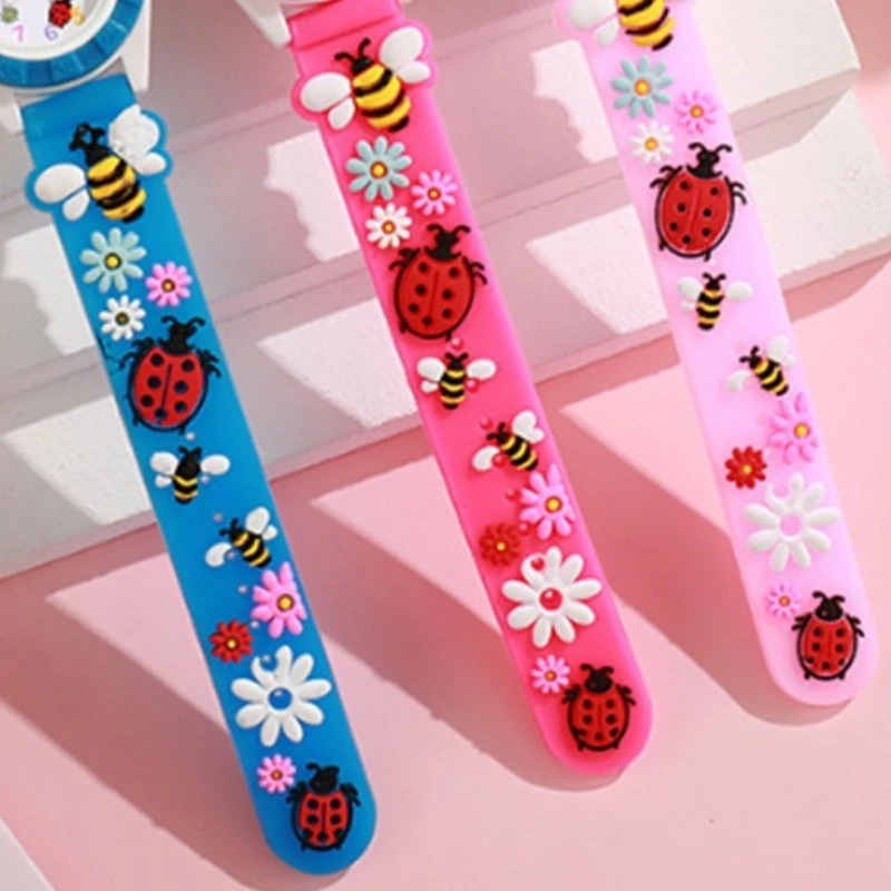 Children's Watch Simple Digital Cute Little Bee Hands Design Quartz Watches Casual Sports Silicone Girls Clock Gift Wristwatch