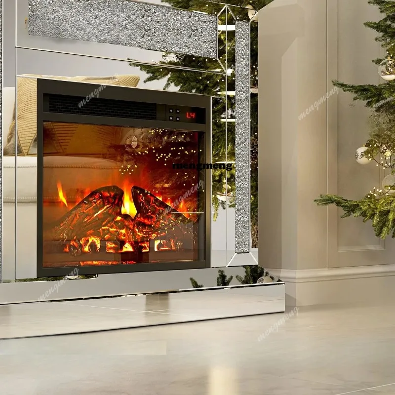 Muebles de sala de estar modernos, chimenea eléctrica sin calor, espejo Art Deco, baratos