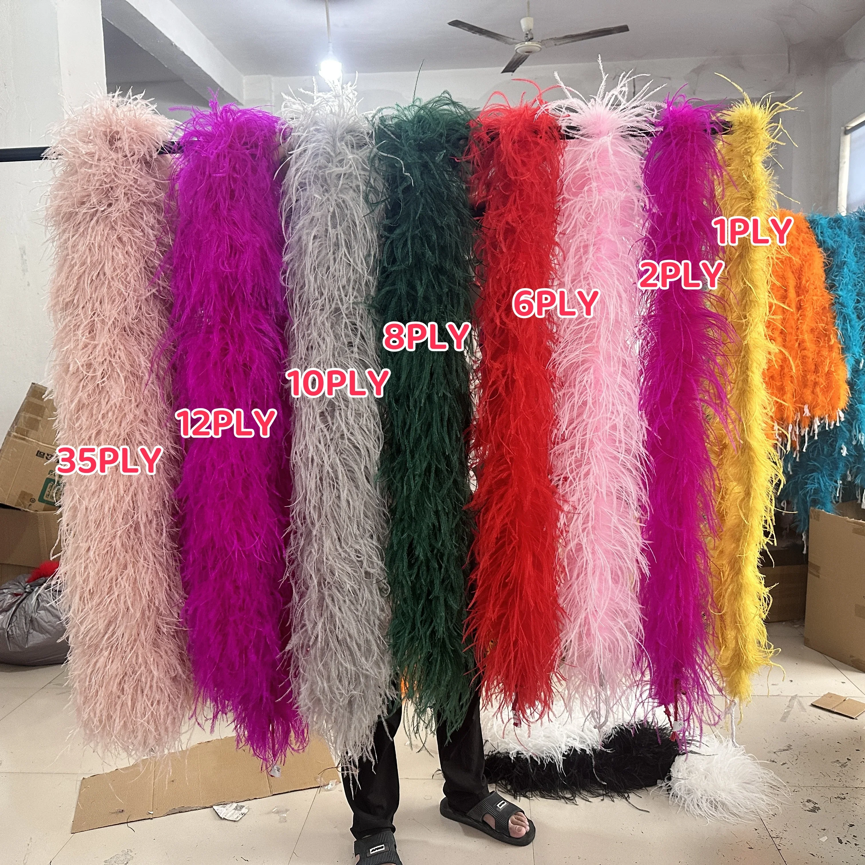 

Customize 1 to 10Ply Ostrich Feather Boa for Wedding Party Dress Sewing Accessory feather boa for party shawl